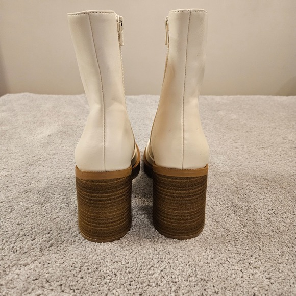 Women's White Platform Ankle Boots - Size 6.5 - 70s Retro Block Heel - Target - Picture 4 of 9